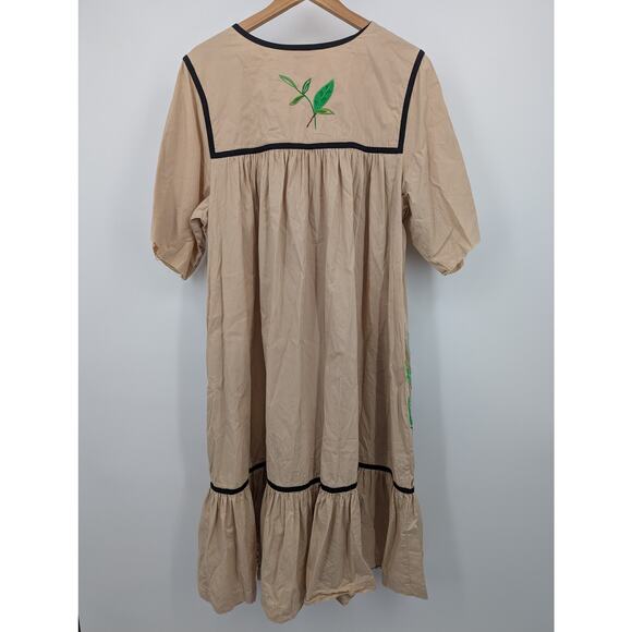 Vintage Smithsonian Institution Safari Animal Embroidered Large Cotton Dress - Picture 2 of 5
